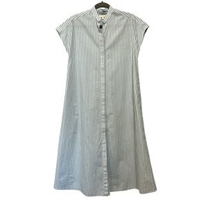 Ann Mashburn Striped Shirtdress Cap Sleeve Cotton Coastal Chic Modern Medium